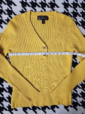 Lauren Ralph Lauren Mustard Yellow Ribbed Cotton Sweater Size Medium